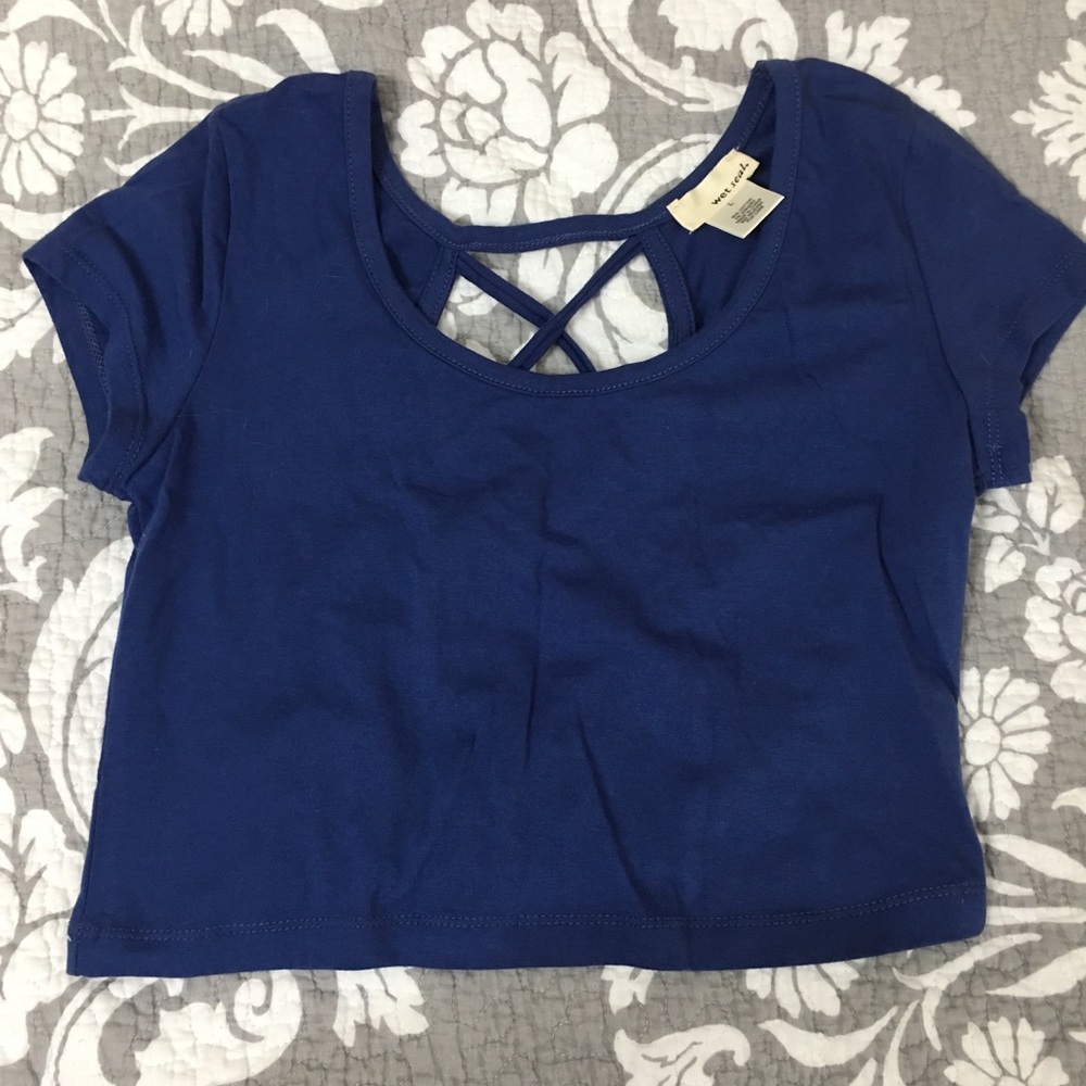 Blue Open Back Crop